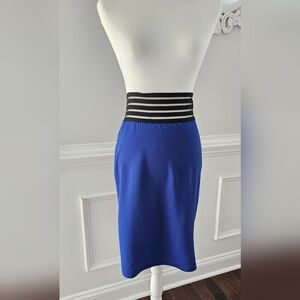 Bella D Blue & Black High Waist Pencil Skirt - Size Medium